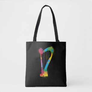 Tote Bag Harpe colorée Musique rétro Lover Harpist