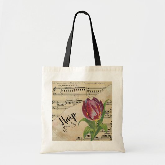 Tote Bag Harpe Elegant Tulip Partition Vintage (Devant)