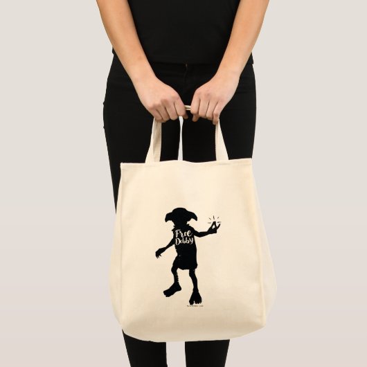 Tote Bag Harry Potter | "Free Dobby" Silhouette Typographie (Devant (produit))