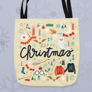 Tote Bag Harry Potter   Joyeux Noël Avec Icônes Festives