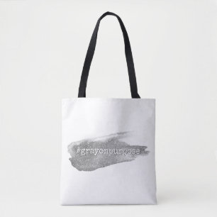Tote Bag Hashtag Gris à dessein Pinceau Argenté Pailleté
