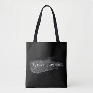 Tote Bag Hashtag Gris à dessein Pinceau Paillettes Argentée