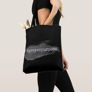Tote Bag Hashtag Gris à dessein Pinceau Paillettes Argentée