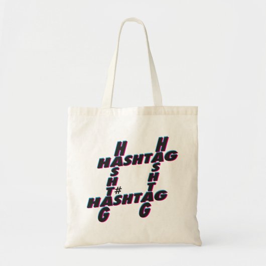 Tote Bag Hashtag typographique 3D (Devant)