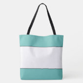 Tote Bag Haut Bas Rayures Chic Blanc Centre Turquoise Clair (Dos)