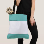 Tote Bag Haut Bas Rayures Chic Blanc Centre Turquoise Clair (De près)