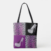 Tote Bag Haut talons bleus et collage Empreinte de léopard (Dos)