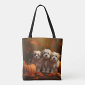 Tote Bag Havanais chiot automne ravi Citrouille (Dos)