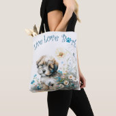 Tote Bag Havanais maman chien floral (De près)