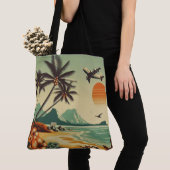 Tote Bag Hawaï vintage/tropical (De près)