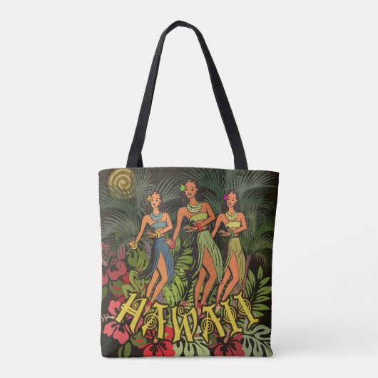 Tote Bag Hawaii Aloha Palm Hula Art Design (Dos)
