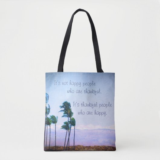 Tote Bag Hawaii Palm Tree Photo Remerciements Happful Peopl (Devant)