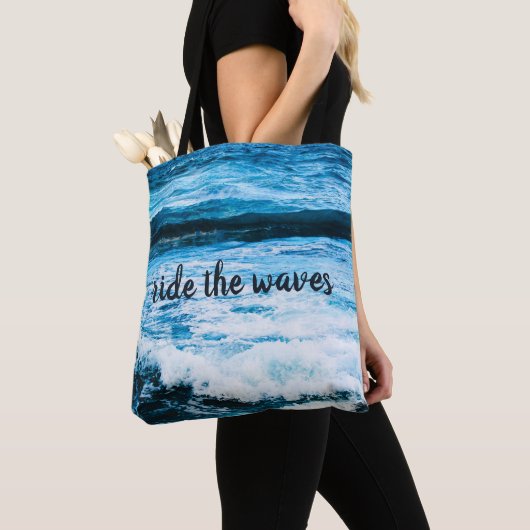 Tote Bag Hawaii Turquoise Ocean Photo Ride the Waves Citati (De près)