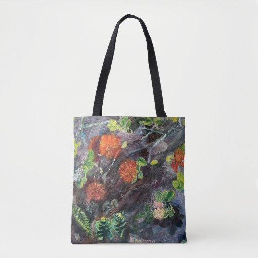 Tote Bag Hawaiian flora black and red Tote (Devant)