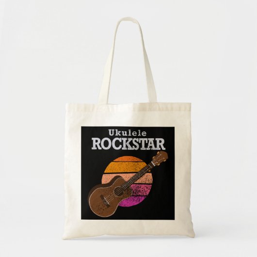 Tote Bag Hawaiian Funny Ukulele Rockstar Retro Sunset (Devant)