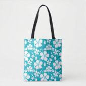 TOTE BAG HAWAIIAN HULA (HIBISCUS) TURQUOISE (Devant)