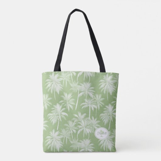 Tote Bag Hawaiian Palm Tree Silhouette Motif Green ID1093 (Dos)