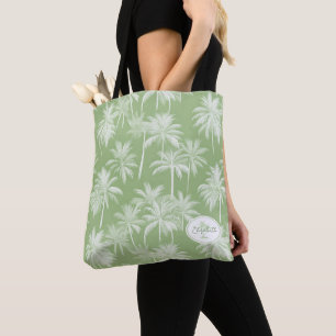 Tote Bag Hawaiian Palm Tree Silhouette Motif Green ID1093