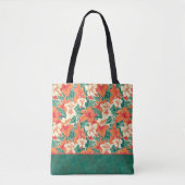Tote Bag Hawaiian vibe colorful tropical flowers pattern (Devant)