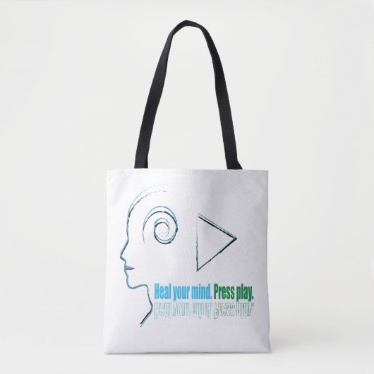 Tote Bag Heal your mind, Press play (Devant)