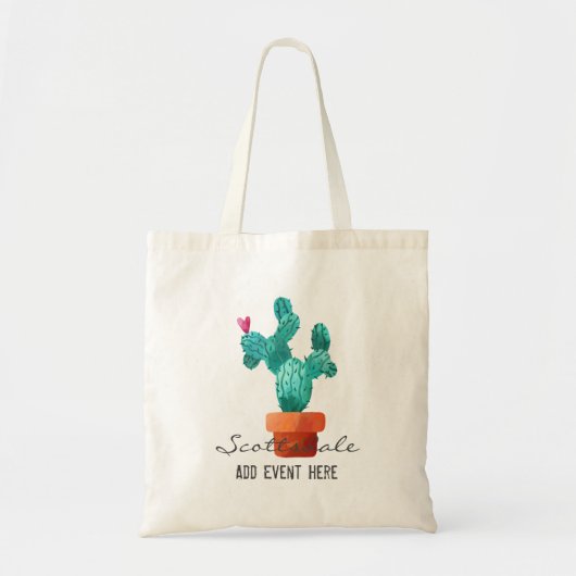 Tote Bag Heart Cactus Green Pink Love Localisation de l'évé (Devant)