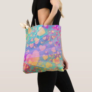 Tote Bag Heart Love Motif Pastel Design