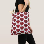 Tote Bag Heart Shaped Plaid Red Black Buffalo (De près)