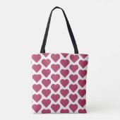 Tote Bag Heart Shaped Plaid Red Pink (Dos)