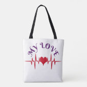 Tote Bag Heartbeat Love – Minimalist Romantic Design (Dos)
