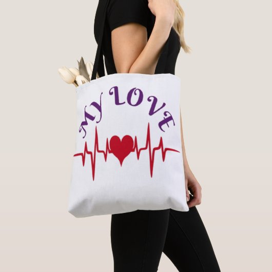 Tote Bag Heartbeat Love – Minimalist Romantic Design (De près)