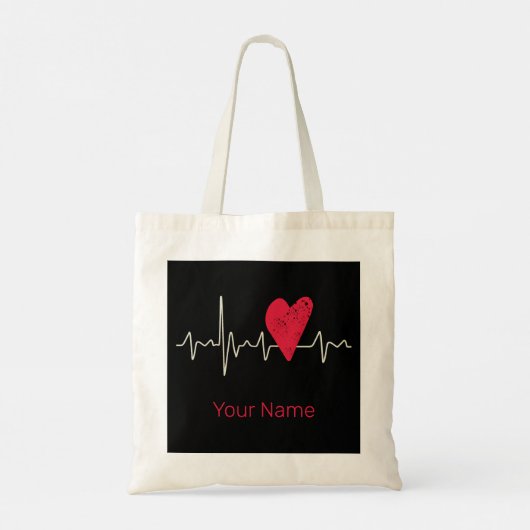 Tote Bag Heartbeat Pulse Heart Valentine's Day or Mother's (Dos)