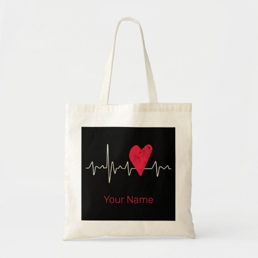 Tote Bag Heartbeat Pulse Heart Valentine's Day or Mother's (Devant)
