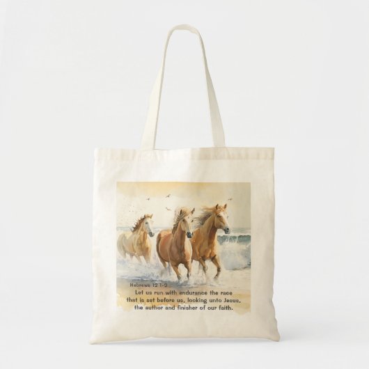 Tote Bag Hébreux 12 1-2 Courez avec la Bible de l'Endurance (Devant)