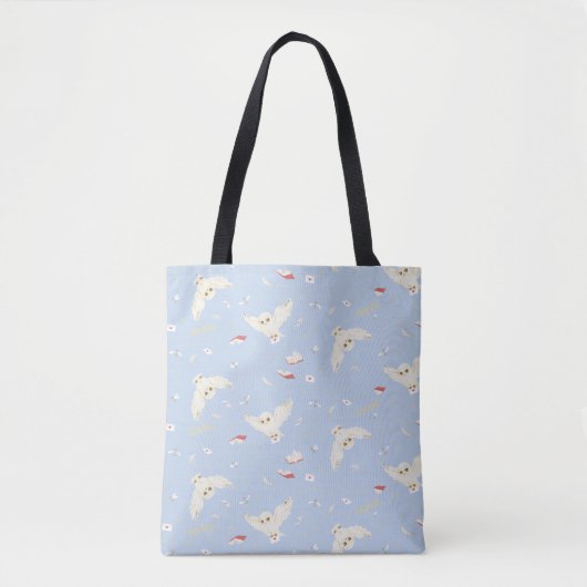 Tote Bag Hedwig Owl Post Letters and Books Pattern (Devant)