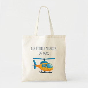 Tote Bag Hélicoptère Enfant Prénom Personnalisé
