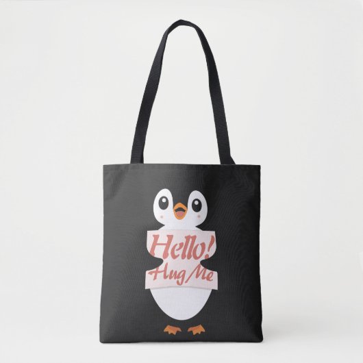Tote Bag Hello! Hug Me - penguin costume personalization (Devant)