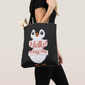 Tote Bag Hello! Hug Me - penguin costume personalization (De près)
