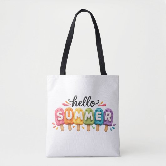 Tote Bag Hello Summer Faux Yarn Design (Devant)