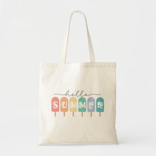 Tote Bag Hello Summer Popsicle coloré (Devant)