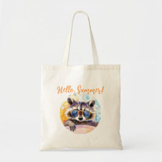 Tote Bag Hello Summer Raccoon dans les lunettes de soleil A