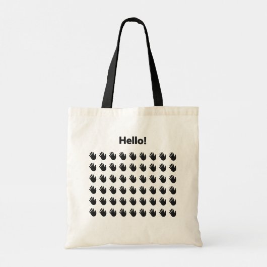 Tote Bag Hello Waving Hand Pattern Friendly Greeting (Dos)