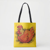 Tote Bag Hen on Nest Bright Farmyard Chicken (Devant)