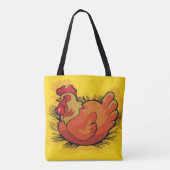 Tote Bag Hen on Nest Bright Farmyard Chicken (Dos)