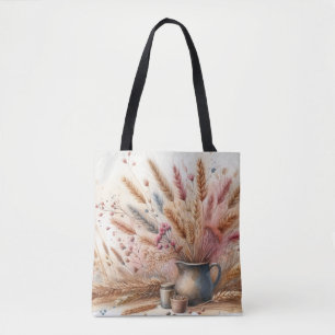 Tote Bag Herbe des Pampas Moderne Boho Floral pour Automne