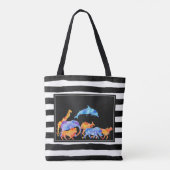 Tote Bag Herd d'animaux sauvages coloré Aquarelle Monogramm (Dos)