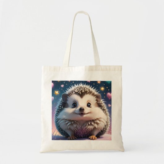 Tote Bag Hérisson adorable avec des étoiles et des cœurs (Devant)