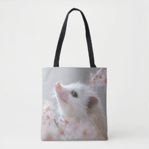 Tote Bag Hérisson adorable parmi les fleurs du printemps