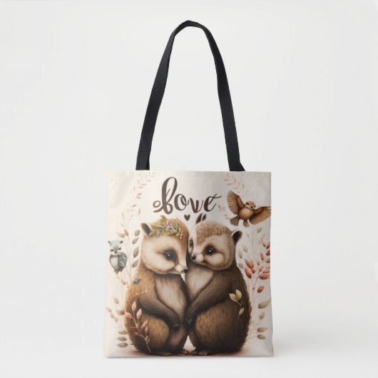 Tote Bag hérisson amoureux (Devant)