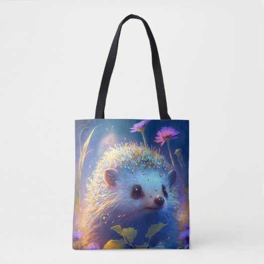 Tote Bag Hérisson Animal Portrait Peinture Faune Extérieur (Devant)