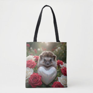 Tote Bag Hérisson mignon de juin avec cœur de perle